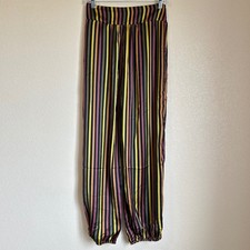 Mustard Seed Size M Pants Striped Satin Jogger Burgundy Citron