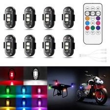 Wireless LED Lights for Car 8PCS with Remote Control, Wireless LED 8pcs Black