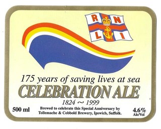 Commemorative Beer Label: Tollemache & Cobbold Ipswich for RNLI Lifeboats 1999