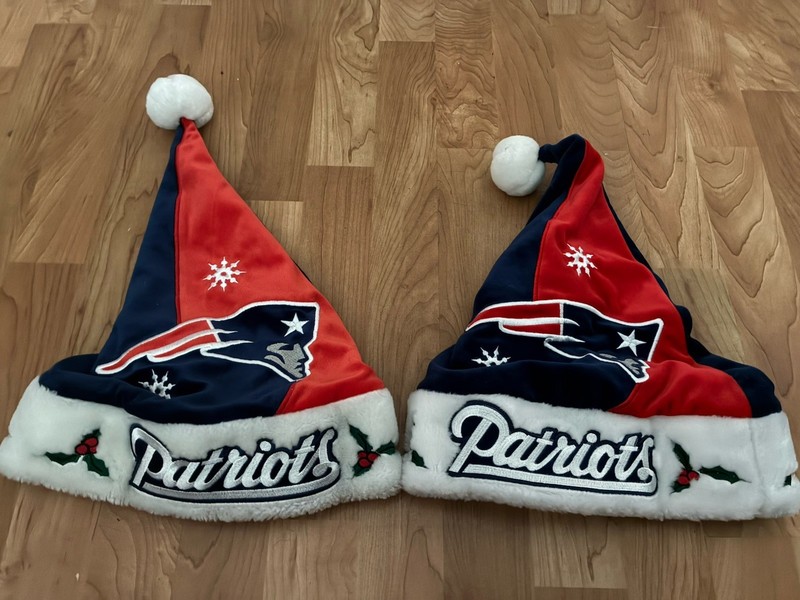 A Set Of  NFL New England Patriots Christmas Santa Hats. Never Worn