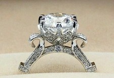 3Ct Round Cut Lab Created Diamond Solitaire Engagement Ring 925 Sterling Silver