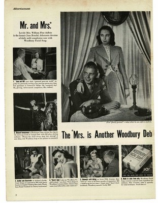 1946 Woodbury Facial Soap debutante Jane Bouche Vintage Print Ad