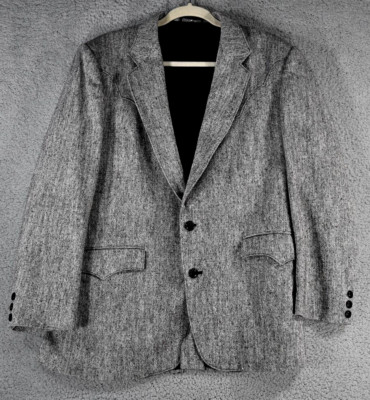 Circle S Vintage Western Blazer Mens Jacket 42R 2-Button Black White