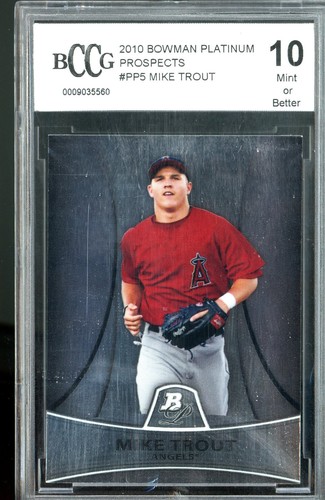 2010 Bowman Platinum Prospects Mike Trout PP5 Rookie Card RC BCCG 10 MINT Sweet! - 第 1/2 張圖片