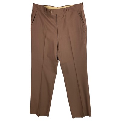 Vintage 1960s Mens Pants 33x31 Custom Vtg 1970s Brown Wool