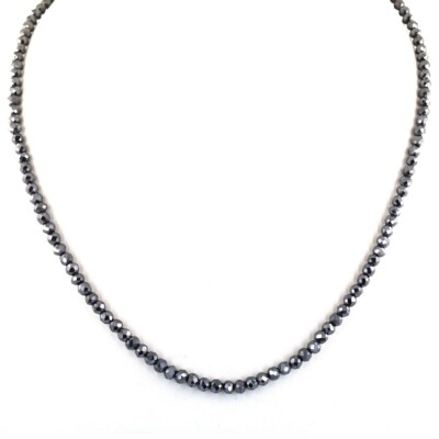 #ad 3mm 24 Inches Certified Black Diamond Necklace Excellent Cut VIDEO $220.00