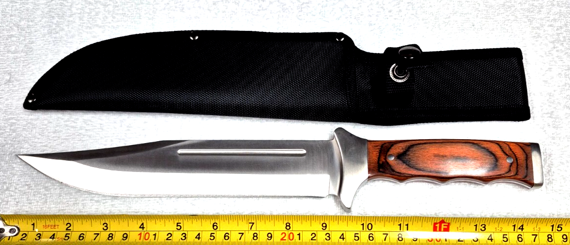 14.75 Inch Bowie Hunting Knife with Full Tang and Belt Loop Sheath