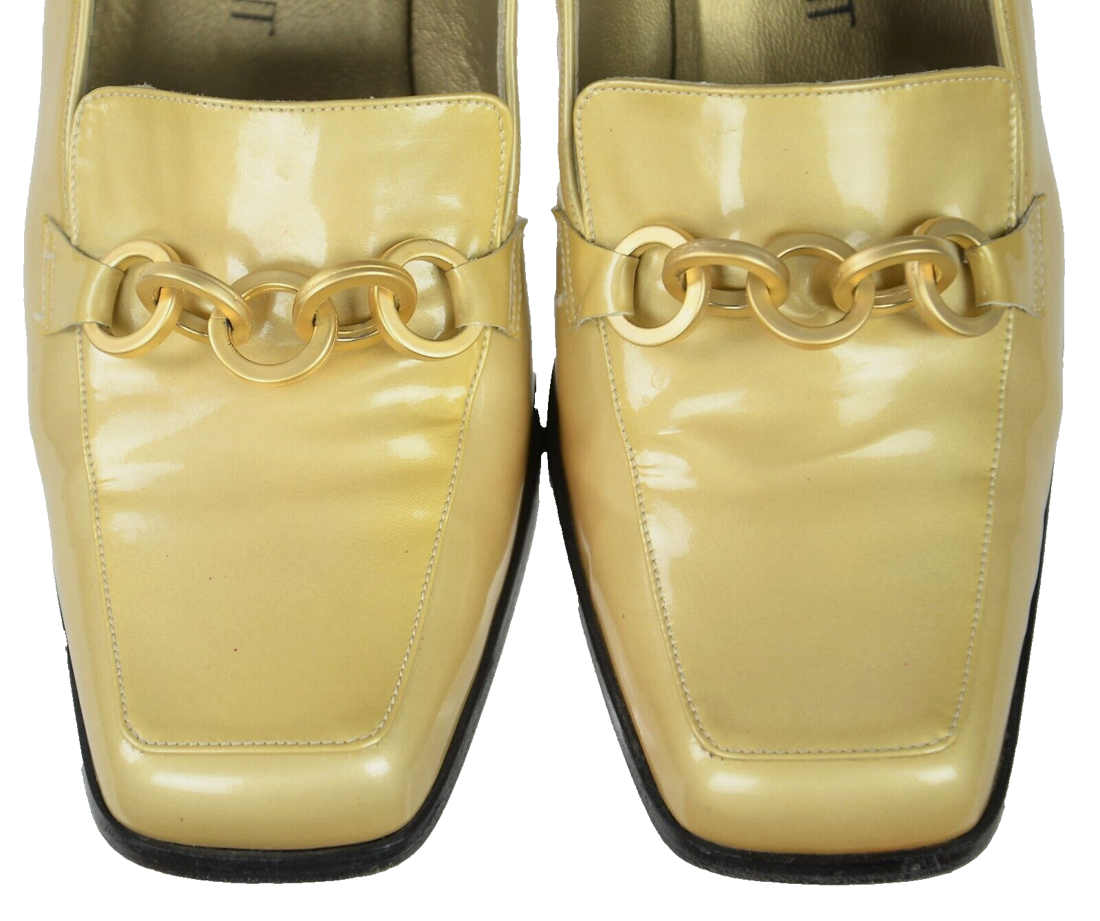 Anello donna YSL Yves Saint Laurent pompa morso di cavallo taglia 7M oro vernice pelle Italia