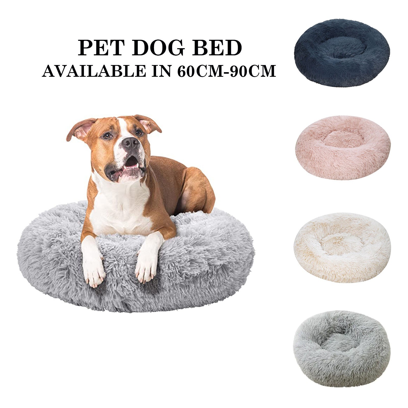 Fluffy Donut Shag Calming Bed for Dogs Cats