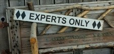 EXPERTS ONLY/Carved/Rustic/Wood/Sign/Cabin/Lodge/d cor/ Snow skiing/Mountains