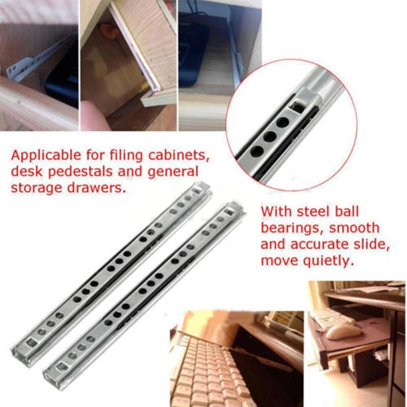 Kitchen Wardrobe Cupboard Drawer Ball Bearing Slides Furniture Guide Rail Tools-image