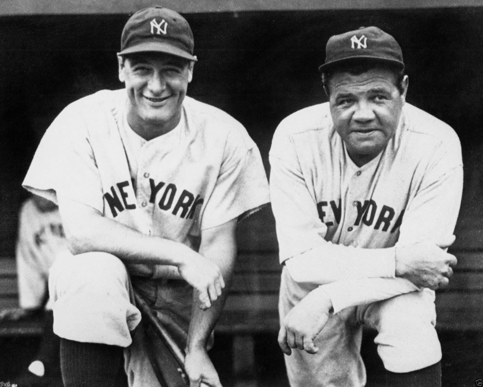 Vintage New York Yankees Babe Ruth Lou Gehrig Black White 8x10 Photo