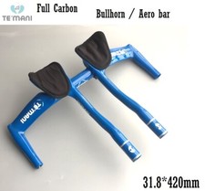 Bici da strada in carbonio TT Bullhorn Bar Triathlon 31,8 * 420 mm manubrio aerobar set blu