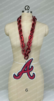 New MLB ATLANTA BRAVES RED Jumbo Big Fan Chain Necklace Foam MI USA