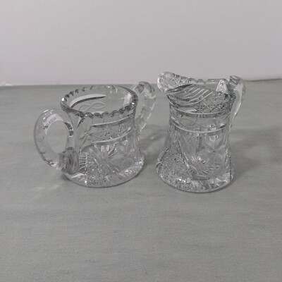 American brilliant cut glass sugar bowl & creamer