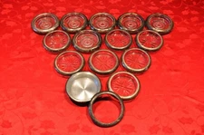 Vintage Set of 13 plus 1 Silver Plate and Glass Coasters