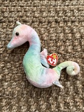 TY NEON The Seahorse Beanie Baby 1999 With Tag Errors  Holo Tush Tag - XRare