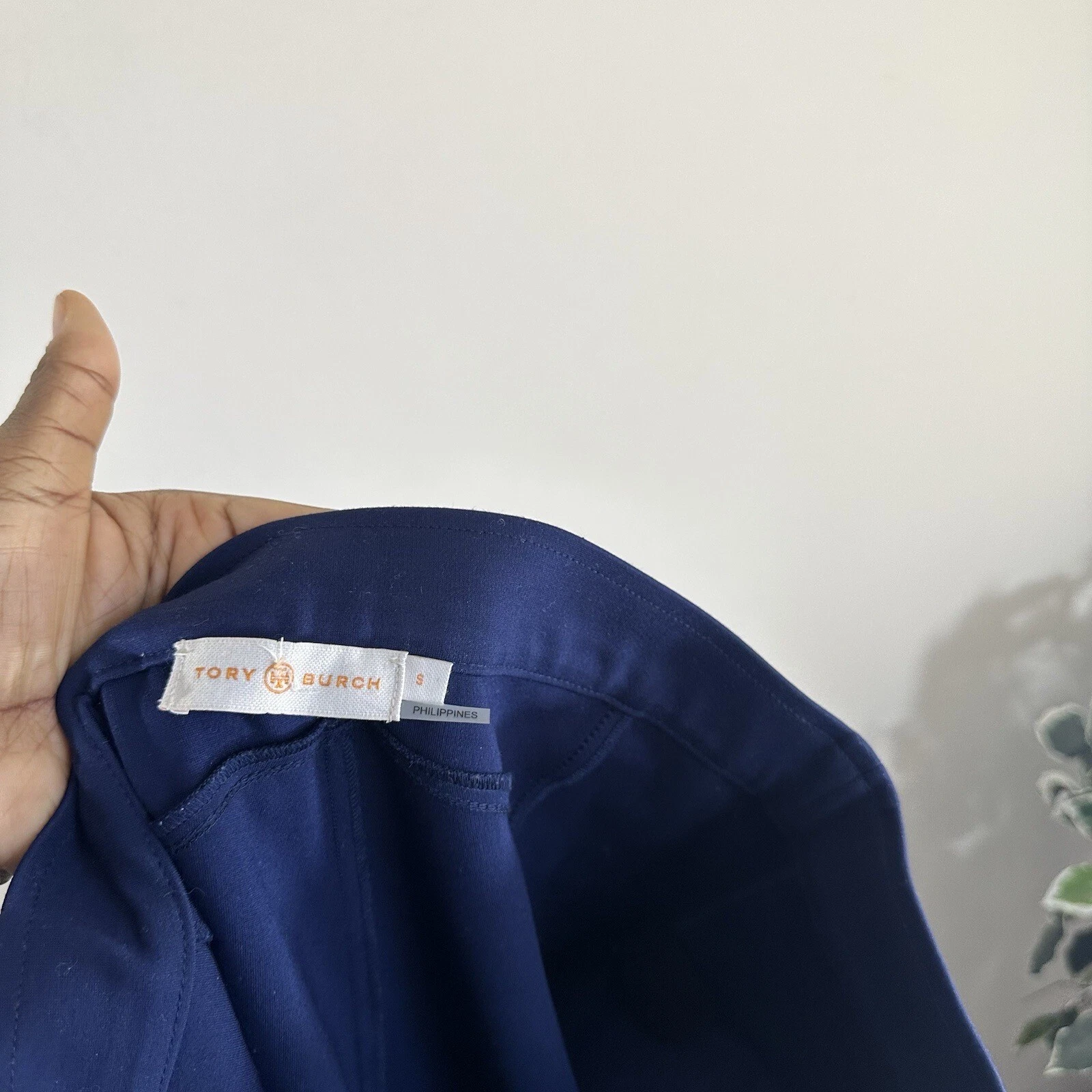 Pantalone Tory Burch Stacey blu navy ponte crop caviglia gamba dritta piccolo