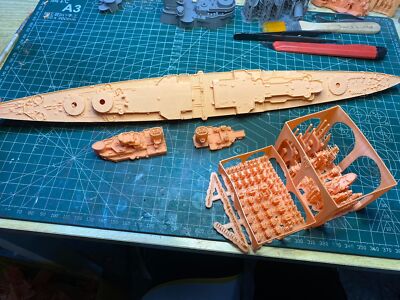 3d Printed 1/700 British Hms Incomparable Battleship(full Hull/waterline)