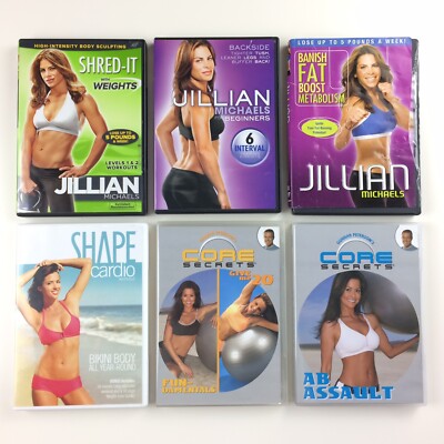 Lot of 6 Workout DVDs Core Secrets Jillian Michaels Shape Cardio Fitness