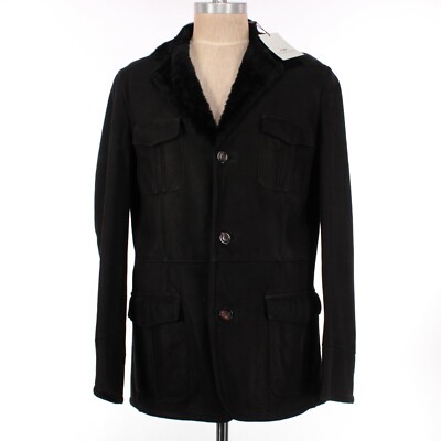 Di Bello NWT Sheepskin/Shearling Lined Coat Size 52 Large in Solid Black
