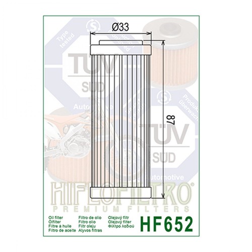 FILTRE A HUILE MOTO HIFLOFILTRO HF652 - Photo 2/2