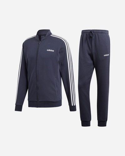 Adidas DV2455 Tuta Completa 3-Stripes Uomo Cotone Garzato Blu Legend Ink |  eBay