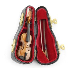 Vintage Authentic Models Miniature Wood Violin Case String Bow 3.25" Dollhouse