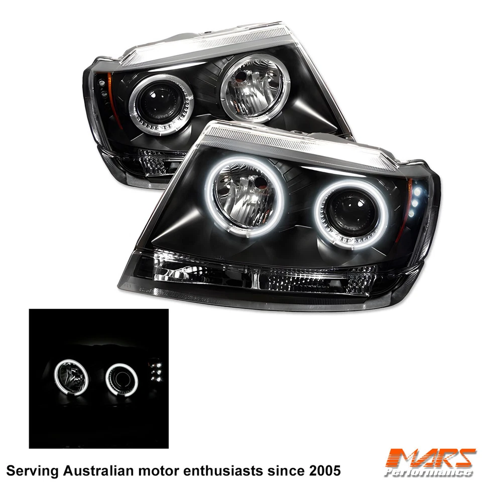 Black CCFL Angel-Eyes Projector Head Lights for JEEP GRAND CHEROKEE 99-04 Laredo - image 2 of 4