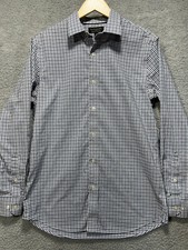 Banana Republic Men's Button Down Shirt Blue Black Check Medium Casual Non-Iron