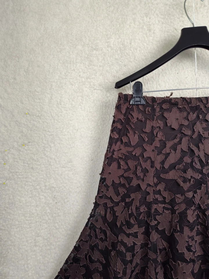 Coldwater Creek Women Skirt Extra Small Petite Brown Cotton Blend Boho Floral - Image 2 of 4