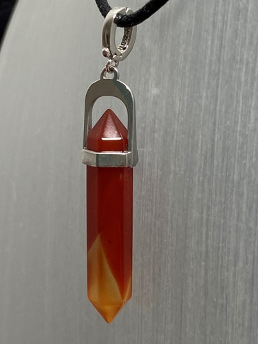 Anhänger Carneol Karneol Stift, 5,4cm, rhodiniert, Vario-Clip, Edelstein, Silber - Bild 6 von 7