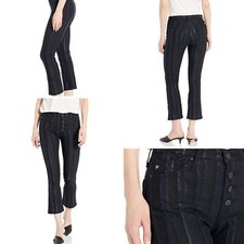 AG Adriano Goldschmied Jodi Button Up High Rise Flare Crop Metallic in 28R