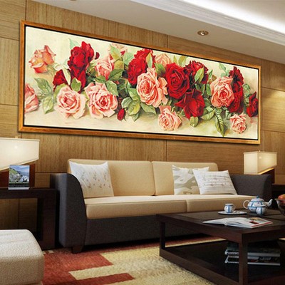 Extra Large Diamond Painting 5D Shaped Drill Round Roses Flowers Floral