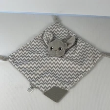 Booginhead Baby Grey Bunny Rabbit Lovey Security Blanket Knotted Teether