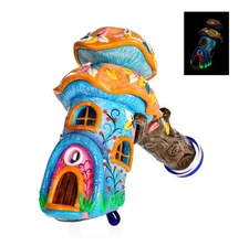 9" 3D Bubbler Bong Hand Painted House Design Phoenix Star Water Pipe Hookah