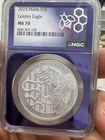 2025 Malta S 5e Golden Eagle 1oz Silver NGC Ms70 Purple Core The Slab Is Chipped