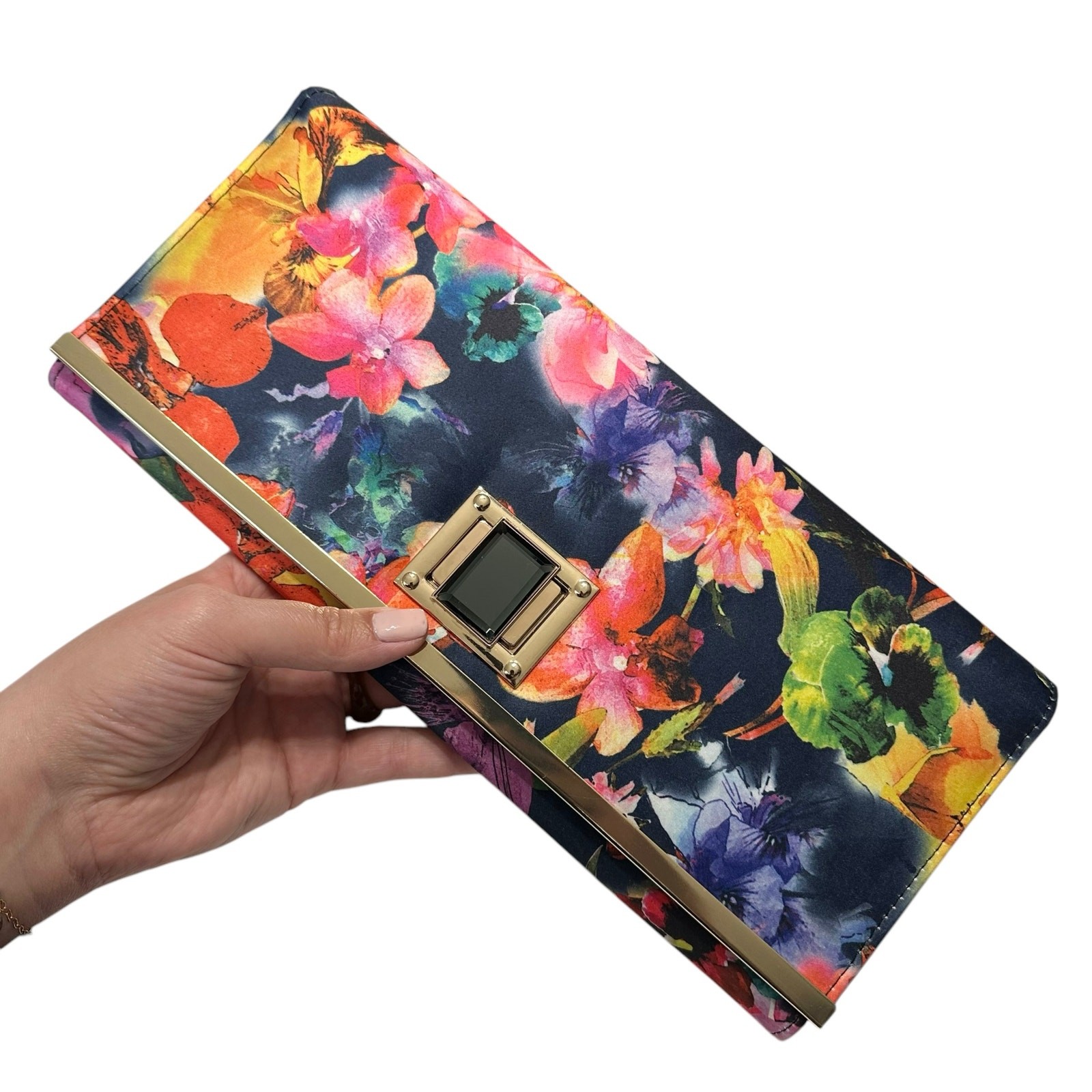 Multicolor Floral Rectangular Convertible Crossbo… - image 1