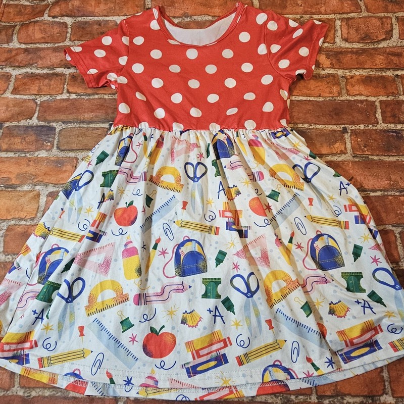 Boutique Brand Girls Polka Dot Back To School Dress Sz 7/8 7 8 1st Day pencil 