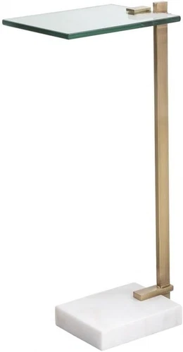 Elegant  8" Brass and Glass Accent Table for Chic Decor - Picture 1 of 3