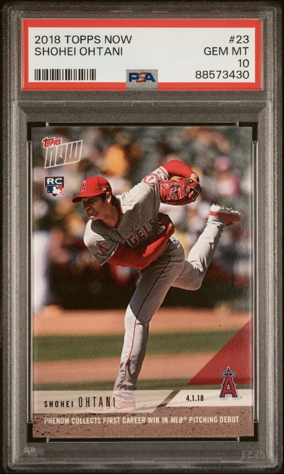 2018 TOPPS NOW #23 SHOHEI OHTANI RC 1st CAREER WIN PSA 10 GEM MINT ~ 88573430