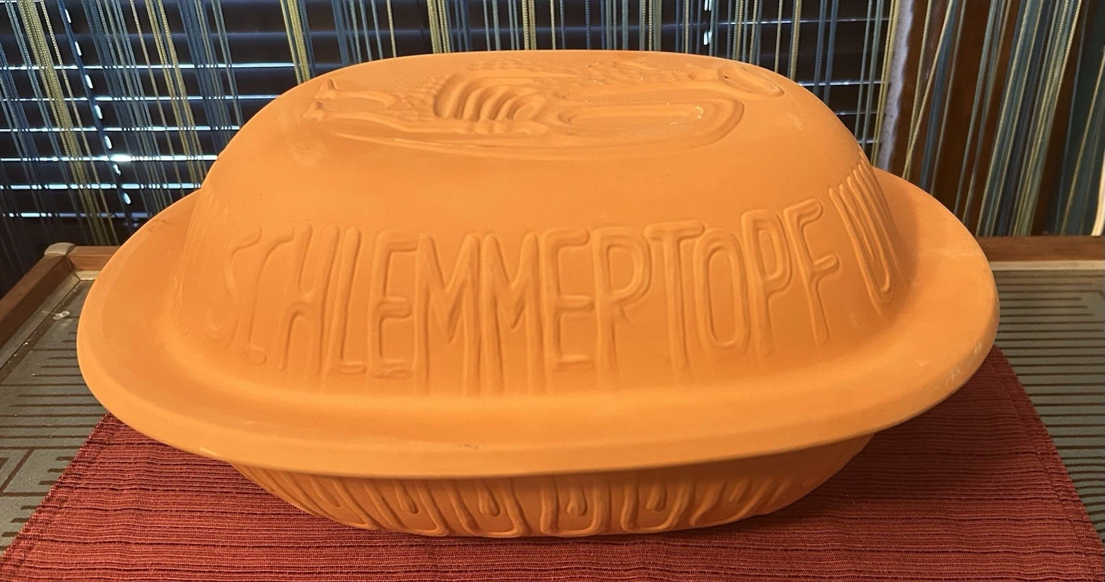 NWOB Schlemmer Topf Terracotta Claybaker Scheurich 838 Clay Dutch Oven with Lid