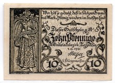 1921 Germany Tegernsee Notgeld 10 Pfennig Note (3246)