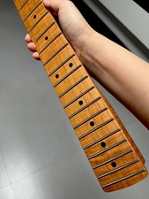 Stainless steel 22fret Roasted Flame Maple Electric Guitar Neck Satin Black dot