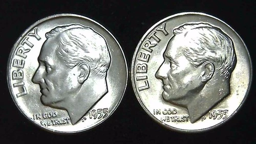 1955-P D  10C Roosevelt Dime (2  Coins) BU 90% Silver 26ctt0106-6