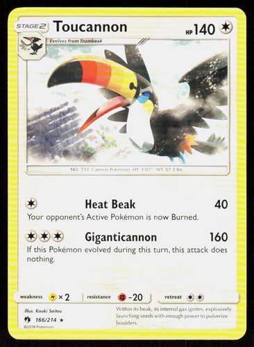 Toucannon 166/214 Rare Lost Thunder Pokemon Lightly Played