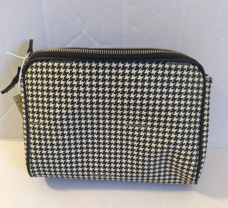 De colección Nuevo Bolso de Aseo de Viaje POLO RALPH LAUREN Pata de Gallo Dinero Antiguo Elegante Foto 4 de 4