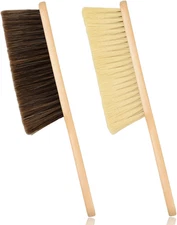 2 Pieces Woooden Dust Brush Hand Broom Bench Brush with Long Wood Handle Whisk B