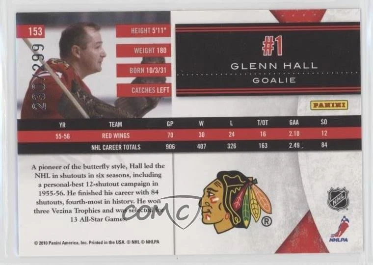 2010-11 Limited Legend /299 Glenn Hall #153 HOF - Image 2 of 2