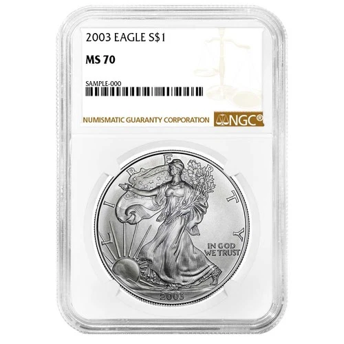 2003 $1 American Silver Eagle NGC MS70 Brown Label